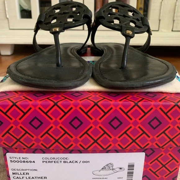 Tory Burch Black Logo Thong Sandals - Picture 4 of 13